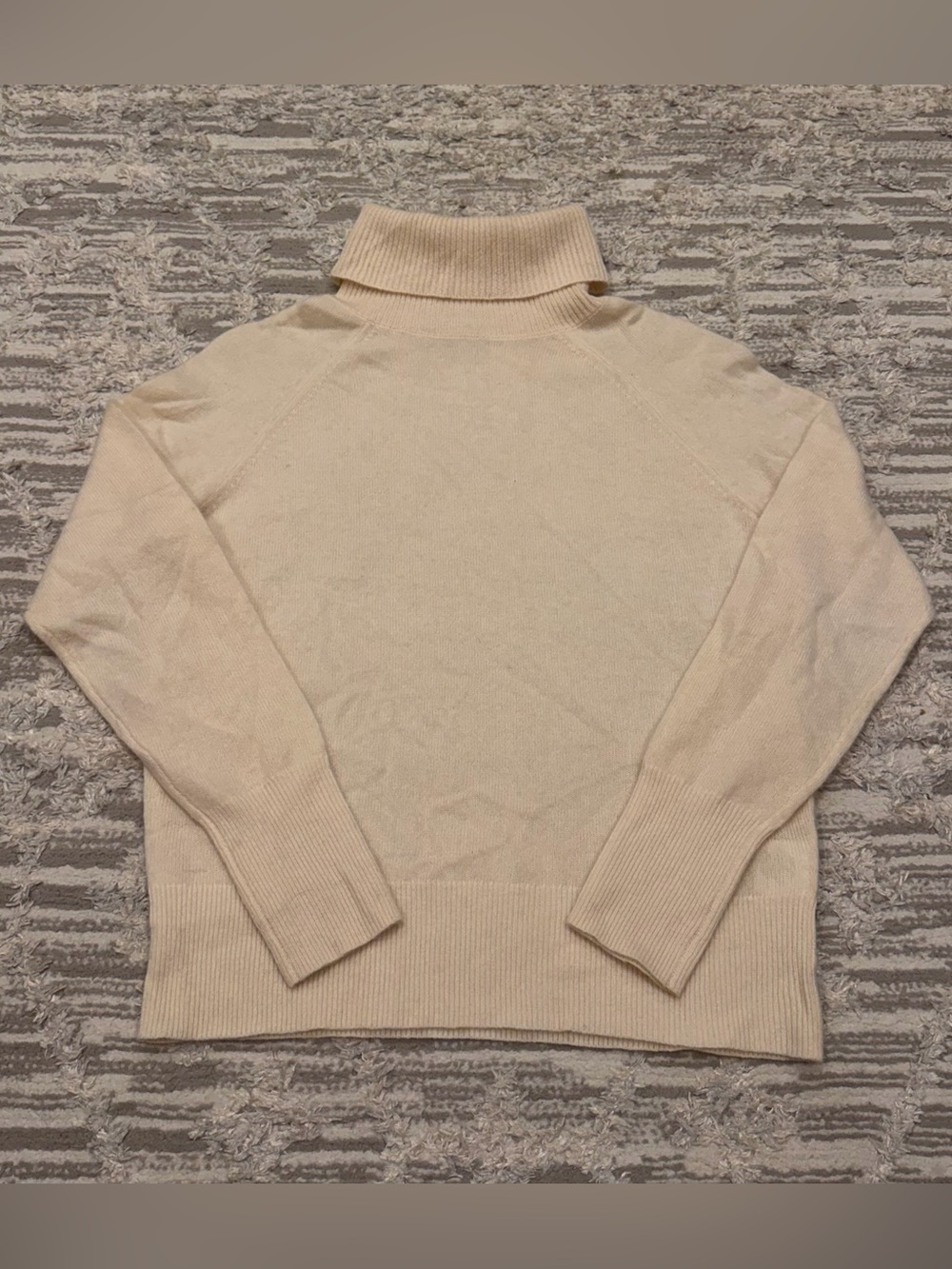 White + Warren 100% Cashmere Ribbed Trim Turtleneck Sweater Women’s XS Ivory